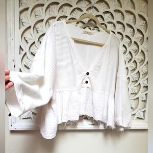 Sold Out We The Free Gauze Knit Boxy Tee Distressed XL White